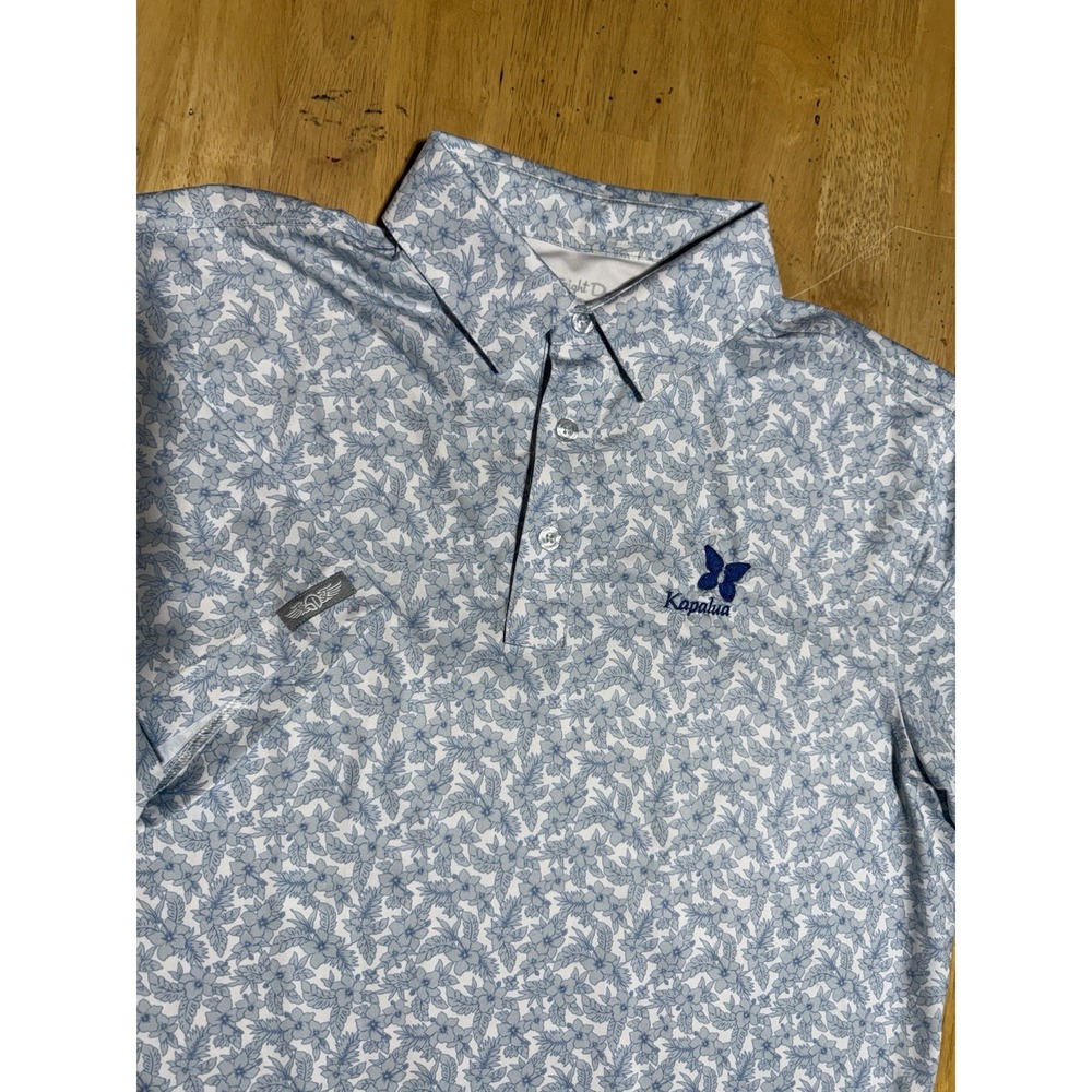 Straight Down Kapalua Golf Polo Shirt Mens S Blue Floral Stretch Performance